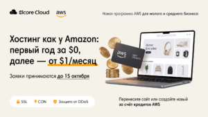 Хостинг AWS $0 в первый год, далее – от $1 в месяц